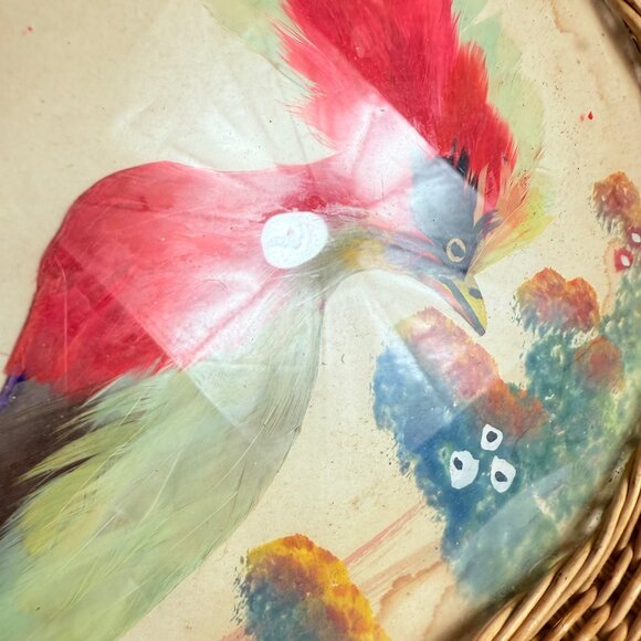 Mexican Tropical Bird Wicker Tray Folk Art Decorative Artisan Hand Painted VTG - Picture 16 of 16